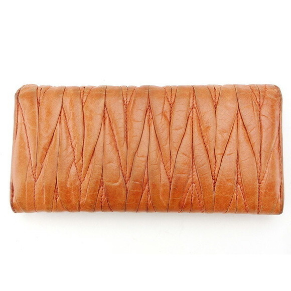Miu Miu Long Wallet Bi-fMatelasse Long Wallet T14980 Orange - Picture 2 of 7